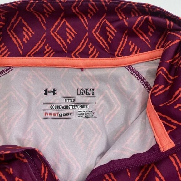Women Under Armour Heat Gear Long Sleeve Purple Fitted Turtle Neck Shirt Large - Picture 2 of 10